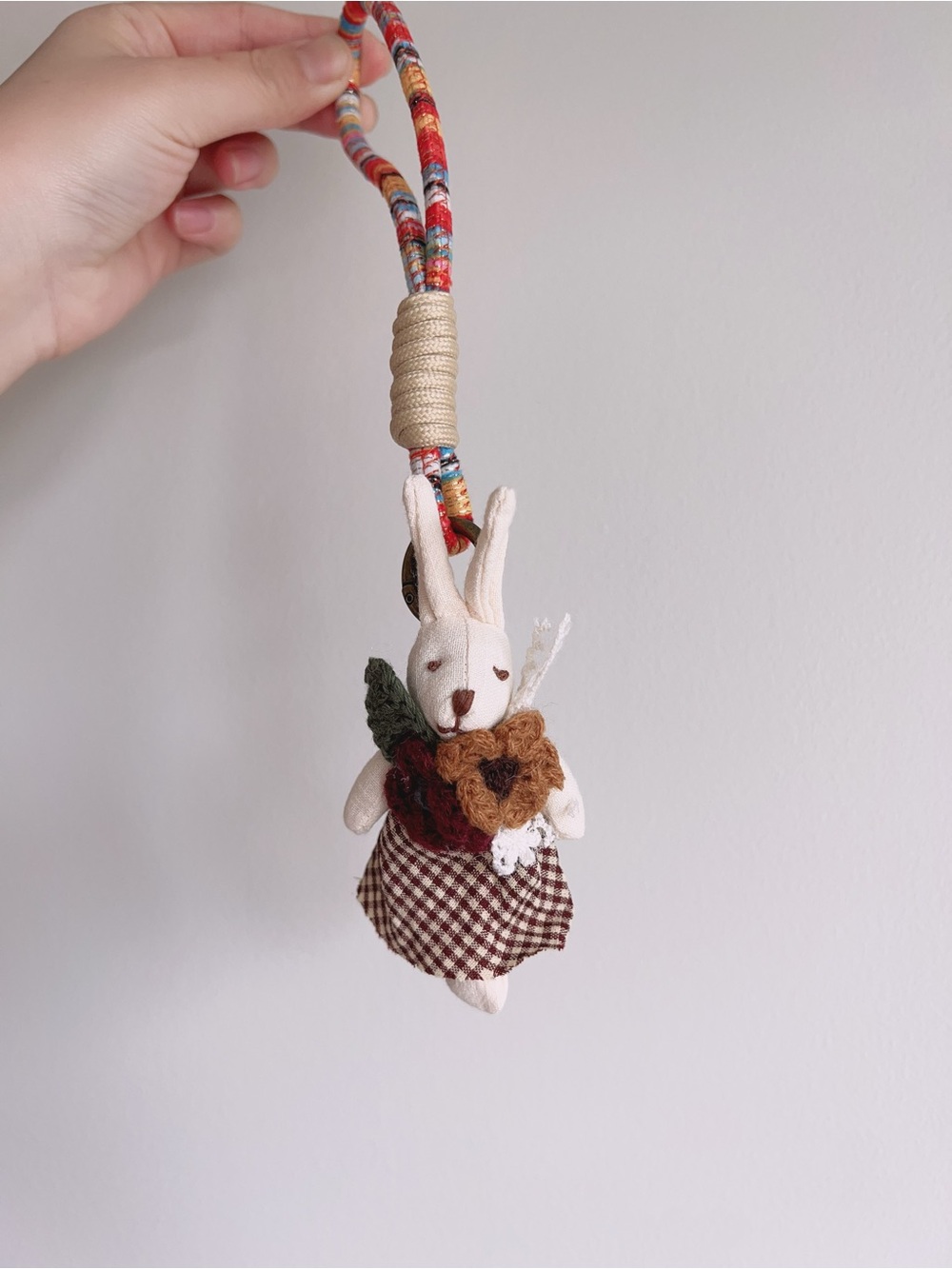 NEW! Handmade Cottagecore Bunny Bag Charm | Floral Rabbit Keychain Wristlet - Picture 9 of 9